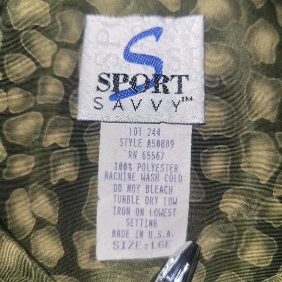 Vintage Green Animal Print Top with Square Neckline, L - Picture 4 of 4